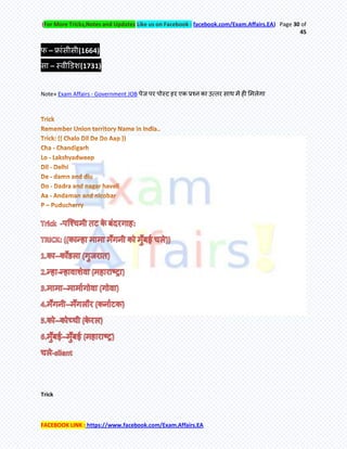 (For More Tricks,Notes and Updates Like us on Facebook : facebook.com/Exam.Affairs.EA) Page 30 of
45
FACEBOOK LINK : https://www.facebook.com/Exam.Affairs.EA
प – फ्राॊसीसी(1664)
सा – स्वीडडश(1731)
Note» Exam Affairs - Government JOB ऩेज ऩय ऩोस्ट हय एक प्रश्न का उत्िय साथ भें ही मभरेगा
Trick
 
