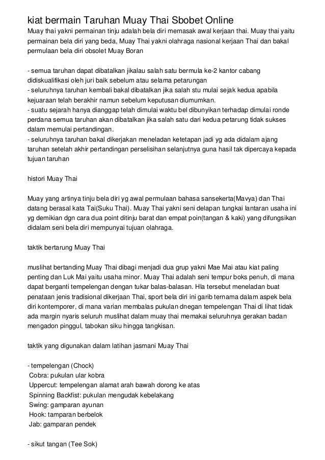 kiat bermain Taruhan Muay Thai Sbobet Online slideshare - 웹