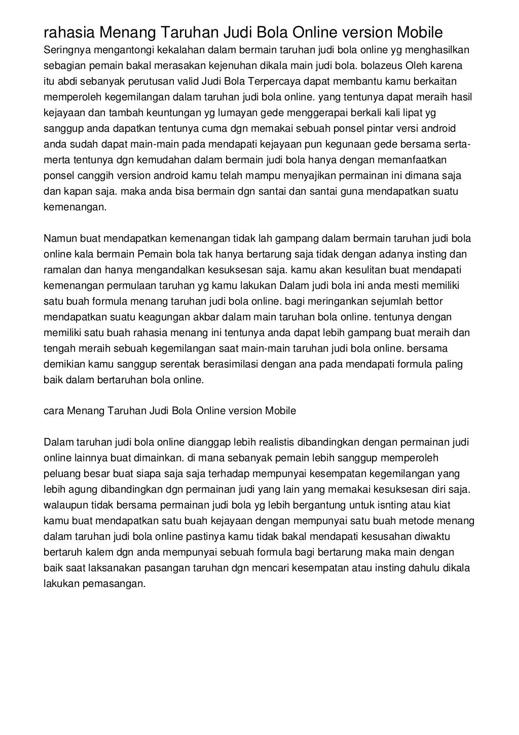 rahasia Menang Taruhan Judi Bola Online version Mobile rahasia Menang Taruhan Judi Bola Online version Mobile