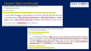 Lesson idea continued
 