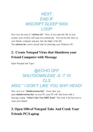 Tricks to hack notepad | DOCX