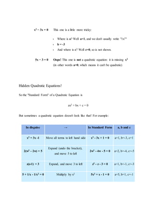 Tricks to remember the quadratic equation.ACTION RESEARCH ON MATHS