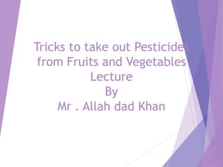Tricks to take out Pesticides
from Fruits and Vegetables
Lecture
By
Mr . Allah dad Khan
 