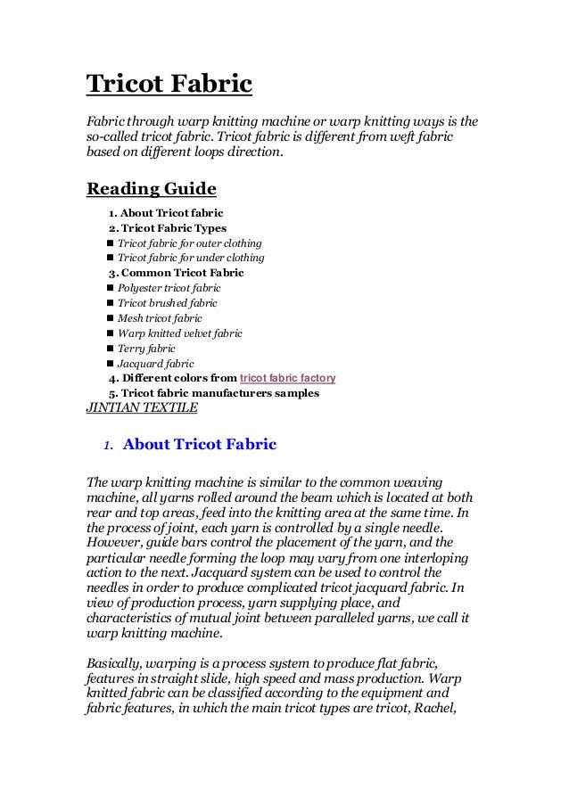 Tricot Fabric