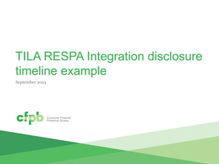 TILA RESPA Integration disclosure 
timeline example 
September 2014 
 