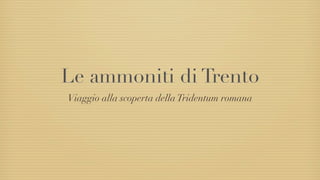 Le ammoniti di Trento
Viaggio alla scoperta della Tridentum romana

 