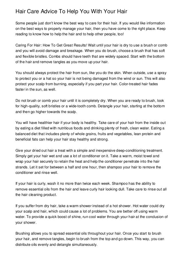 Hair Care Advice To Help You With Your Hair