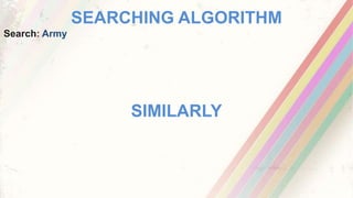 SEARCHING ALGORITHM
Search: Army
SIMILARLY
 