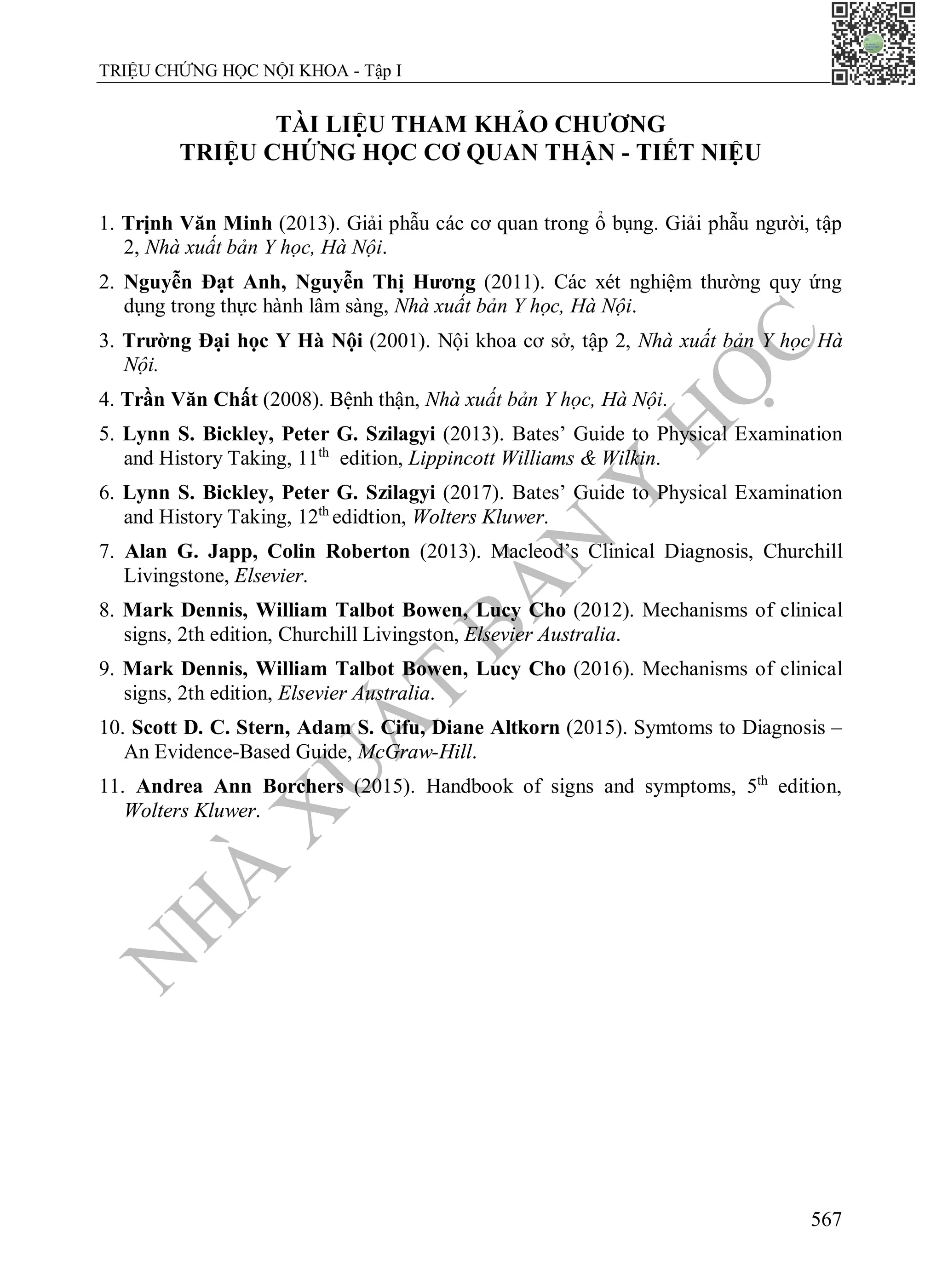 Triệu chứng học nội khoa đh y Hà Nội 