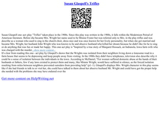 Trifles By Susan Glaspell Research Paper | PPT