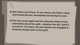 Trifles (One Act Play) presentation by Susan Glaspell