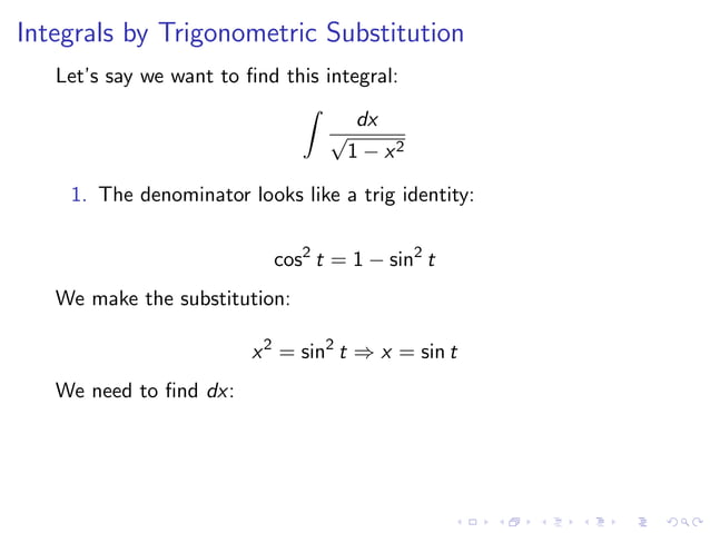 Integrals by Trigonometric Substitution | PDF | Science