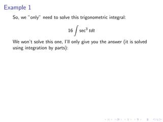 Integrals by Trigonometric Substitution, Part 2 | PDF