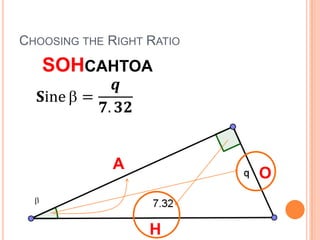Choosing the Right RatioSOHCAHTOA𝐒ine=𝒒𝟕.𝟑𝟐 AOH