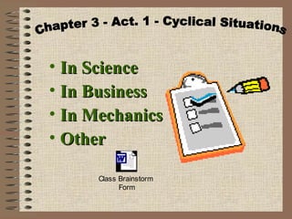 • In ScienceIn Science
• In BusinessIn Business
• In MechanicsIn Mechanics
• OtherOther
Class Brainstorm
Form
 
