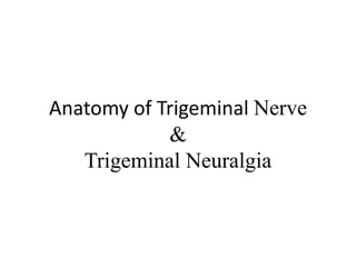 Anatomy of Trigeminal Nerve
&
Trigeminal Neuralgia
 
