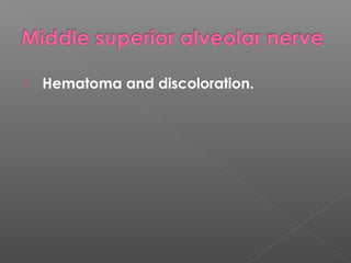  Hematoma and discoloration.
 