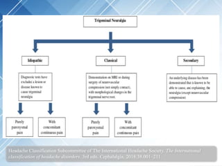 Headache Classification Subcommittee of The International Headache Society. The International
classification of headache disorders. 3rd edn. Cephalalgia, 2018:38.001–211.
 