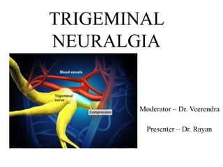 TRIGEMINAL
NEURALGIA
Moderator – Dr. Veerendra
Presenter – Dr. Rayan
 