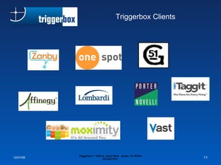 Triggerbox Clients 06/07/09 Triggerbox™  720A S. Lamar Blvd.  Austin, TX 78704 | 512.423.7014  