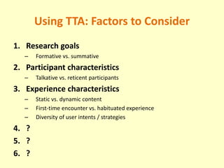 Triggered Think Aloud Protocol for Eye Tracking (CHI 2011 Presentation ...