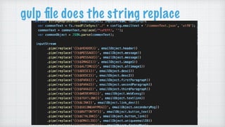 gulp ﬁle does the string replace
 