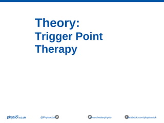 Theory:
Trigger Point
Therapy
@Physiocouk #manchesterphysio facebook.com/physiocouk
 