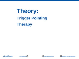 Theory:
Trigger Pointing
Therapy
@Physiocouk #manchesterphysio facebook.com/physiocouk
 