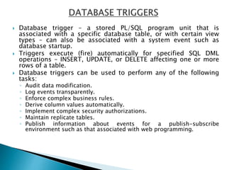 Triggers | PPTX | Databases | Computer Software and Applications