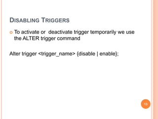 TRIGGERS IN DATABASE MANAGEMENT SYSTEM.ppt