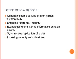 TRIGGERS IN DATABASE MANAGEMENT SYSTEM.ppt