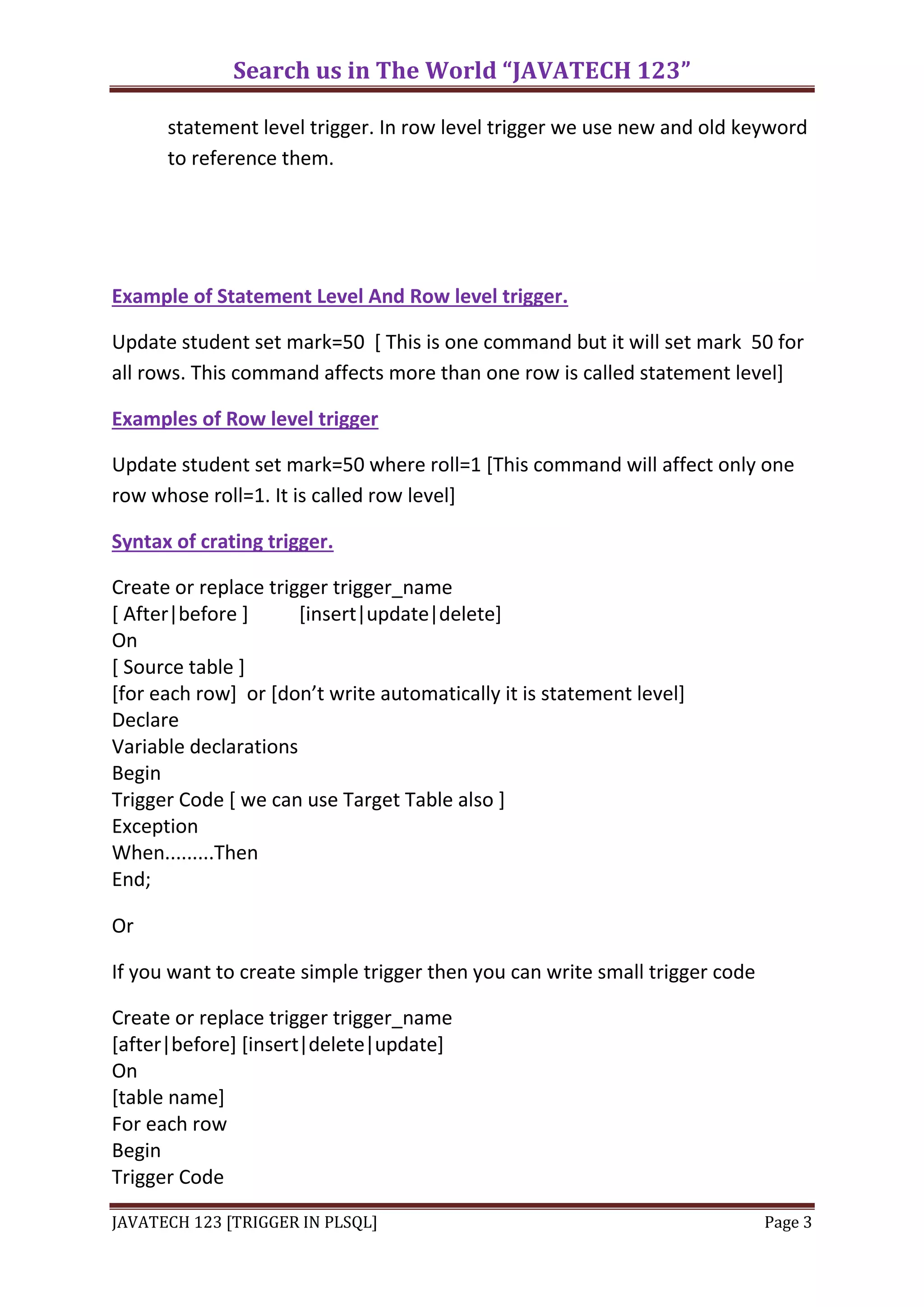 Triggers in plsql | PDF