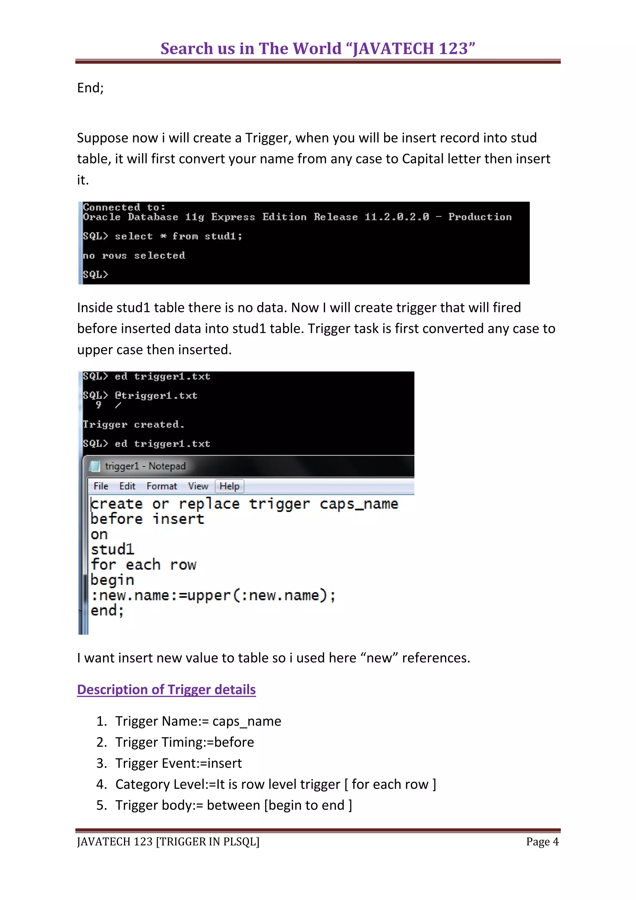 Triggers in plsql | PDF