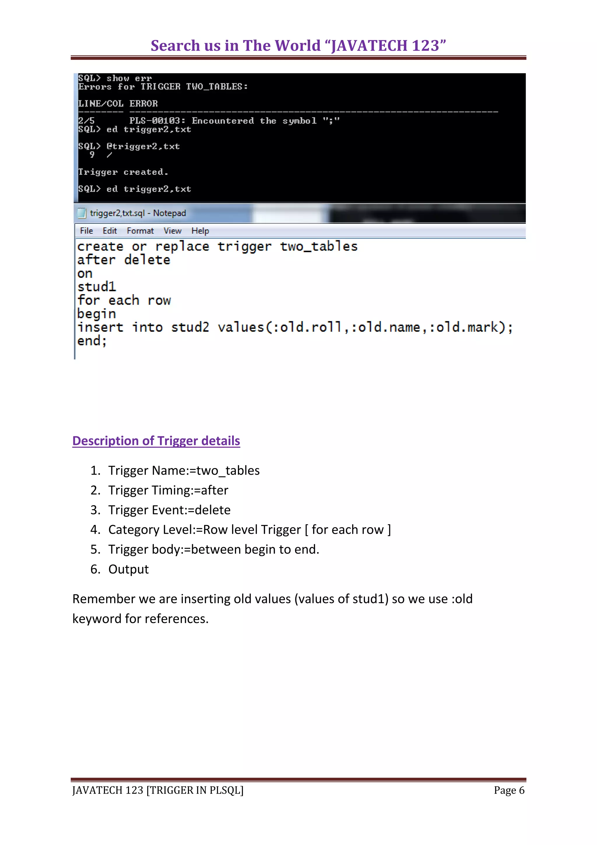 Triggers in plsql | PDF