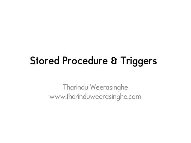 Triggers and Stored Procedures | PDF