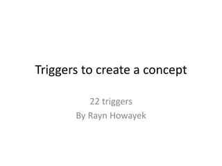 Triggers to create a concept
22 triggers
By Rayn Howayek

 