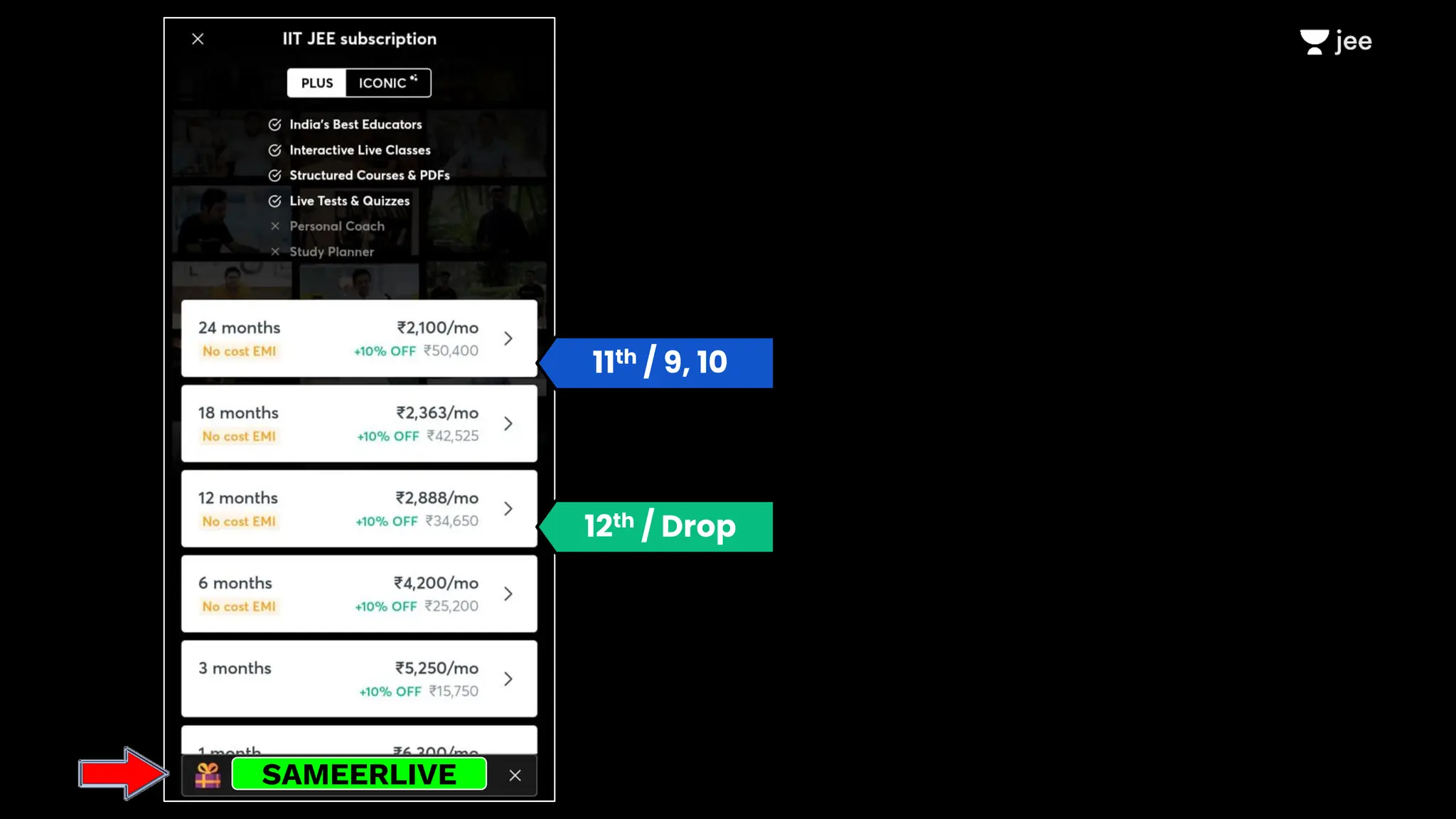 SAMEERLIVE
12th / Drop
11th / 9, 10
 