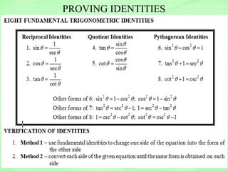 PROVING IDENTITIES
 