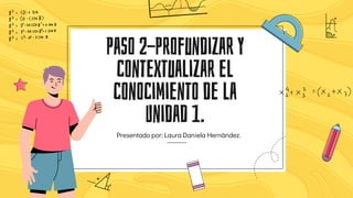 Paso 2-Profundizar y
contextualizar el
conocimiento de la
Unidad 1.
Presentado por: Laura Daniela Hernàndez.
 