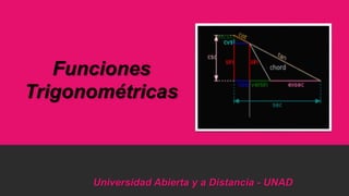 Universidad Abierta y a Distancia - UNAD
Funciones
Trigonométricas
 