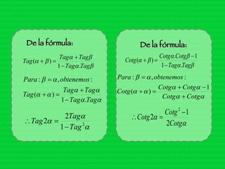 De la fórmula: De la fórmula: 