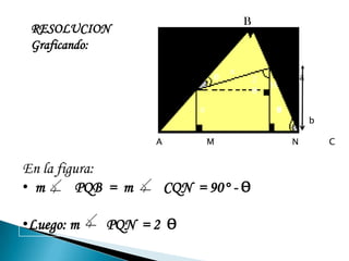 Luego: m        PQN  = 2  ѲDe P trazamos           PH         QN		            QH = b – aEn       r     PQH:                X = (b - a)   Sec 2Ѳ r