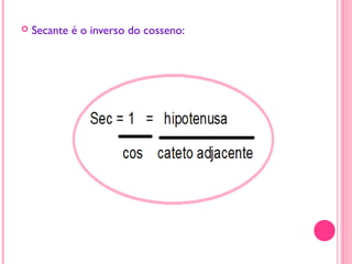  Secante é o inverso do cosseno:
 
