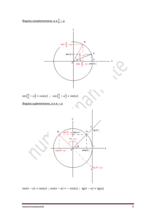 numerosnamente 5
Ângulos complementares: e
( ) ; ( )
Ângulos suplementares: e
 