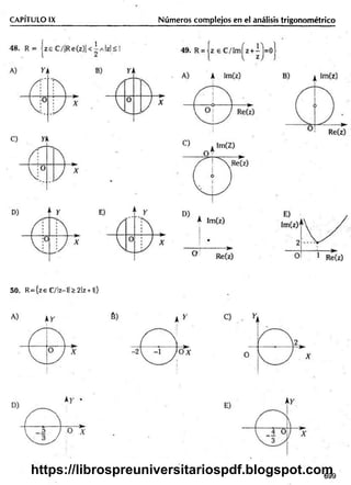 CAPÍTULO IX Números complejos en el análisis trigonométrico
50. R ={ze C/lz-l! > 2|z +1|}
699
https://librospreuniversitariospdf.blogspot.com
 