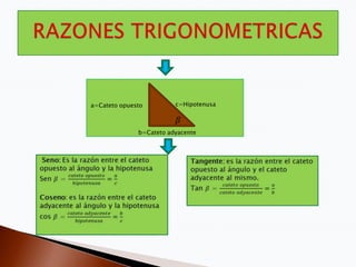 a=Cateto opuesto         c=Hipotenusa



              b=Cateto adyacente
 