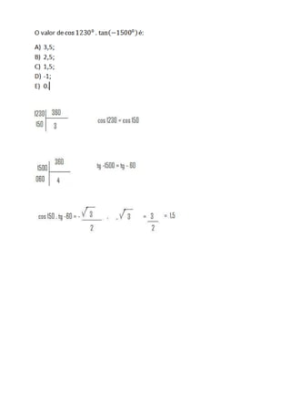 Trigonometria exercicios resolvidos