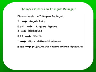 Relações Métricas no Triângulo Retângulo
 