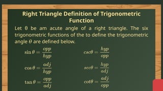 Angle Function Comprehensive Guide to Right Triangle Trigonometric Functions and ...