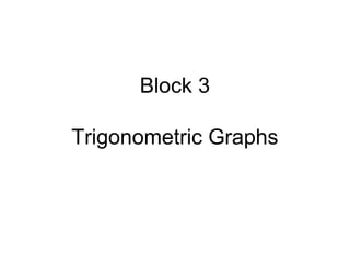 Block 3
Trigonometric Graphs
 